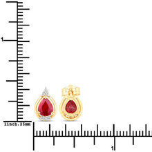 Load image into Gallery viewer, 1.36 Carat Genuine Ruby and White Diamond 14K Yellow Gold Earrings