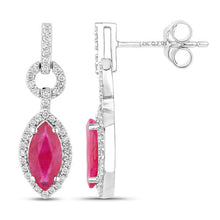 Load image into Gallery viewer, 1.23 Carat Genuine Ruby and White Diamond 14K White Gold Earrings