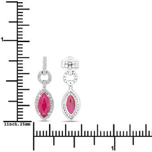 Load image into Gallery viewer, 1.23 Carat Genuine Ruby and White Diamond 14K White Gold Earrings