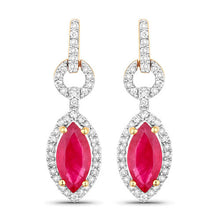 Load image into Gallery viewer, 1.23 Carat Genuine Ruby and White Diamond 14K Yellow Gold Earrings