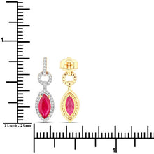 Load image into Gallery viewer, 1.23 Carat Genuine Ruby and White Diamond 14K Yellow Gold Earrings