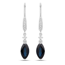 Load image into Gallery viewer, 2.73 Carat Genuine Blue Sapphire and White Diamond 14K White Gold Earrings
