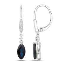 Load image into Gallery viewer, 2.73 Carat Genuine Blue Sapphire and White Diamond 14K White Gold Earrings