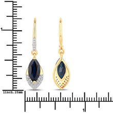 Load image into Gallery viewer, 2.79 Carat Genuine Blue Sapphire and White Diamond 14K Yellow Gold Earrings