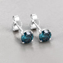 Load image into Gallery viewer, 0.81 Carat Genuine Blue Diamond 14K White Gold Earrings