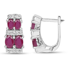 Load image into Gallery viewer, 3.20 Carat Glass Filled Ruby .925 Sterling Silver Earrings