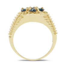 将图片加载到图库查看器,14K Yellow Gold Plated 1.40 Carat Genuine Blue Diamond .925 Sterling Silver Ring