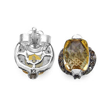 Load image into Gallery viewer, 3.14 Carat Genuine Citrine & Black Diamond .925 Sterling Silver Earrings