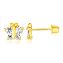 Load image into Gallery viewer, 14k Yellow Gold Butterfly Childrens Earrings