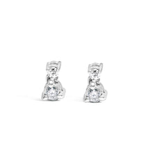 将图片加载到图库查看器,14K White Gold 1/4 Cttw Double Diamond Drop and Dangle Stud Earrings (H-I Color, SI1-SI2 Clarity)