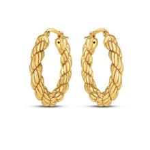 Load image into Gallery viewer, 14k Yellow Gold Rope Hoop Earrings