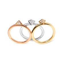 Load image into Gallery viewer, 14K Tri Color Gold 1/3 Cttw Diamond Pyramid Stackable Band Ring Set (G-H Color, SI1-SI2 Clarity) - Size 7