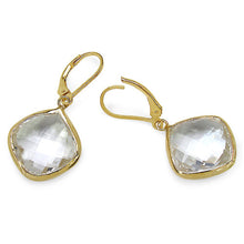 Load image into Gallery viewer, 14K Yellow Gold Plated 23.86 Carat Genuine Crystal Quartz Sterling Silver Earrings