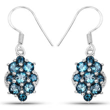 Load image into Gallery viewer, 4.32 Carat Genuine London Blue Topaz .925 Sterling Silver Earrings