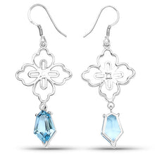 Load image into Gallery viewer, 12.14 Carat Genuine Swiss Blue Topaz .925 Sterling Silver Earrings