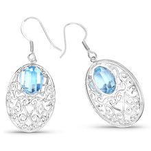 Load image into Gallery viewer, 10.72 Carat Genuine Blue Topaz .925 Sterling Silver Earrings