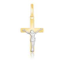 Load image into Gallery viewer, 14k Two Tone Gold Crucifix Motif Pendant