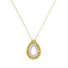 Load image into Gallery viewer, Yellow Gold Plated Sterling Silver Treated Yellow Diamond Pear Shape Pendant Necklace (1/2 cttw, Yellow Color, I2-I3 Clarity)