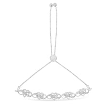 Load image into Gallery viewer, .925 Sterling Silver Miracle Set Diamond Accented Infinity Hearts 6â€-9†Adjustable Bolo Bracelet (H-I Color, I2-I3 Clarity)