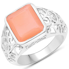 Load image into Gallery viewer, 5.75 Carat Genuine Peach Moonstone .925 Sterling Silver Ring