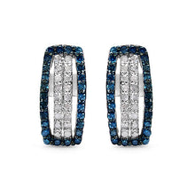 Load image into Gallery viewer, 0.51 Carat Genuine Blue Diamond & White Diamond .925 Sterling Silver Earrings