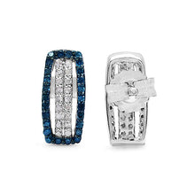 Load image into Gallery viewer, 0.51 Carat Genuine Blue Diamond & White Diamond .925 Sterling Silver Earrings