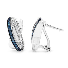 Load image into Gallery viewer, 0.28 Carat Genuine Blue Diamond & White Diamond .925 Sterling Silver Earrings