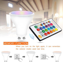Load image into Gallery viewer, E27 RGB Led Bulb 5W 10W 15W Dimmable 16 Color Changing Magic Bulb GU10 8W AC 220V 110V RGB White IR Remote Control Night Light LED Light Bulb, Color Changing Light Bulb with Remote