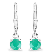 Load image into Gallery viewer, 0.92 Carat Genuine Emerald .925 Sterling Silver Earrings