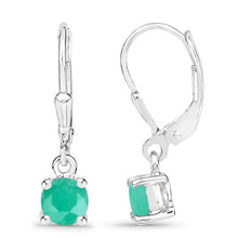 Load image into Gallery viewer, 0.92 Carat Genuine Emerald .925 Sterling Silver Earrings