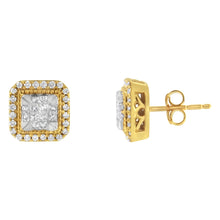 将图片加载到图库查看器,10KT Yellow Gold Diamond Stud Earrings (1/2 cttw, H-I Color, SI2-I1 Clarity)
