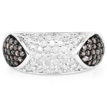 Load image into Gallery viewer, 0.94 Carat Genuine Champagne Diamond and White Diamond .925 Sterling Silver Ring