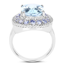 Load image into Gallery viewer, 7.41 Carat Genuine Blue Topaz and Tanzanite .925 Sterling Silver Ring