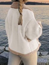 Load image into Gallery viewer, Fuzzy Collared Neck Long Sleeve Jacket with Buttoned Closure and Cozy Pockets