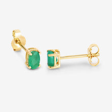 Load image into Gallery viewer, 0.38 Carat Genuine Zambian Emerald 10K Yellow Gold Earrings