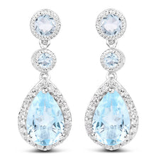 Load image into Gallery viewer, 9.46 Carat Genuine Blue Topaz and White Topaz .925 Sterling Silver Earrings