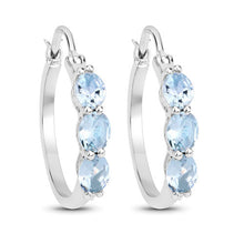Load image into Gallery viewer, 1.75 Carat Genuine Aquamarine and White Diamond .925 Sterling Silver Earrings