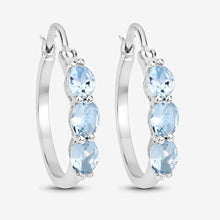 Load image into Gallery viewer, 1.75 Carat Genuine Aquamarine and White Diamond .925 Sterling Silver Earrings