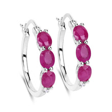 Load image into Gallery viewer, 1.81 Carat Genuine Ruby and White Diamond .925 Sterling Silver Earrings