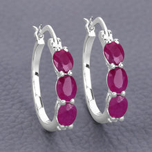 Load image into Gallery viewer, 1.81 Carat Genuine Ruby and White Diamond .925 Sterling Silver Earrings