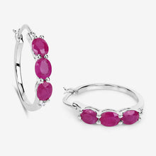 Load image into Gallery viewer, 1.81 Carat Genuine Ruby and White Diamond .925 Sterling Silver Earrings