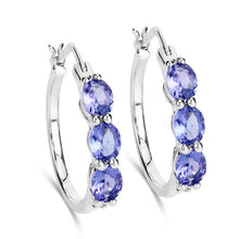 Load image into Gallery viewer, 1.99 Carat Genuine Tanzanite and White Diamond .925 Sterling Silver Earrings