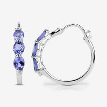 Load image into Gallery viewer, 1.99 Carat Genuine Tanzanite and White Diamond .925 Sterling Silver Earrings