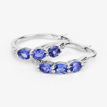 Load image into Gallery viewer, 1.99 Carat Genuine Tanzanite and White Diamond .925 Sterling Silver Earrings