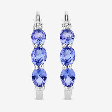 Load image into Gallery viewer, 1.99 Carat Genuine Tanzanite and White Diamond .925 Sterling Silver Earrings