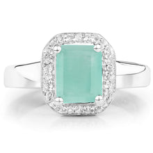 Load image into Gallery viewer, 1.73 Carat Genuine Emerald & White Topaz .925 Sterling Silver Ring