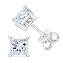 Load image into Gallery viewer, 14K White Gold 1.00 Cttw Princess-Cut Square Near Colorless Diamond Classic 4-Prong Solitaire Stud Earrings (G-H Color, SI1-SI2 Clarity)