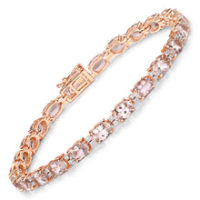 Load image into Gallery viewer, 8.95 Carat Genuine Morganite and White Diamond 14K Rose Gold Bracelet