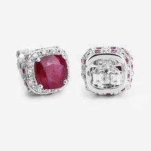 Load image into Gallery viewer, 6.12 Carat Dyed Ruby, Ruby and White Topaz .925 Sterling Silver Earrings