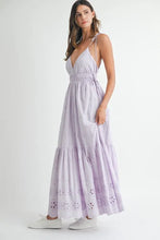 Load image into Gallery viewer, Eyelet Lace Maxi Dress With Side Strap Details – Elegant Fluttering Eyelet Lace Maxi Dress, Modern Side Strap Design, Formal Summer Maxi Dress, Sophisticated Event Dress